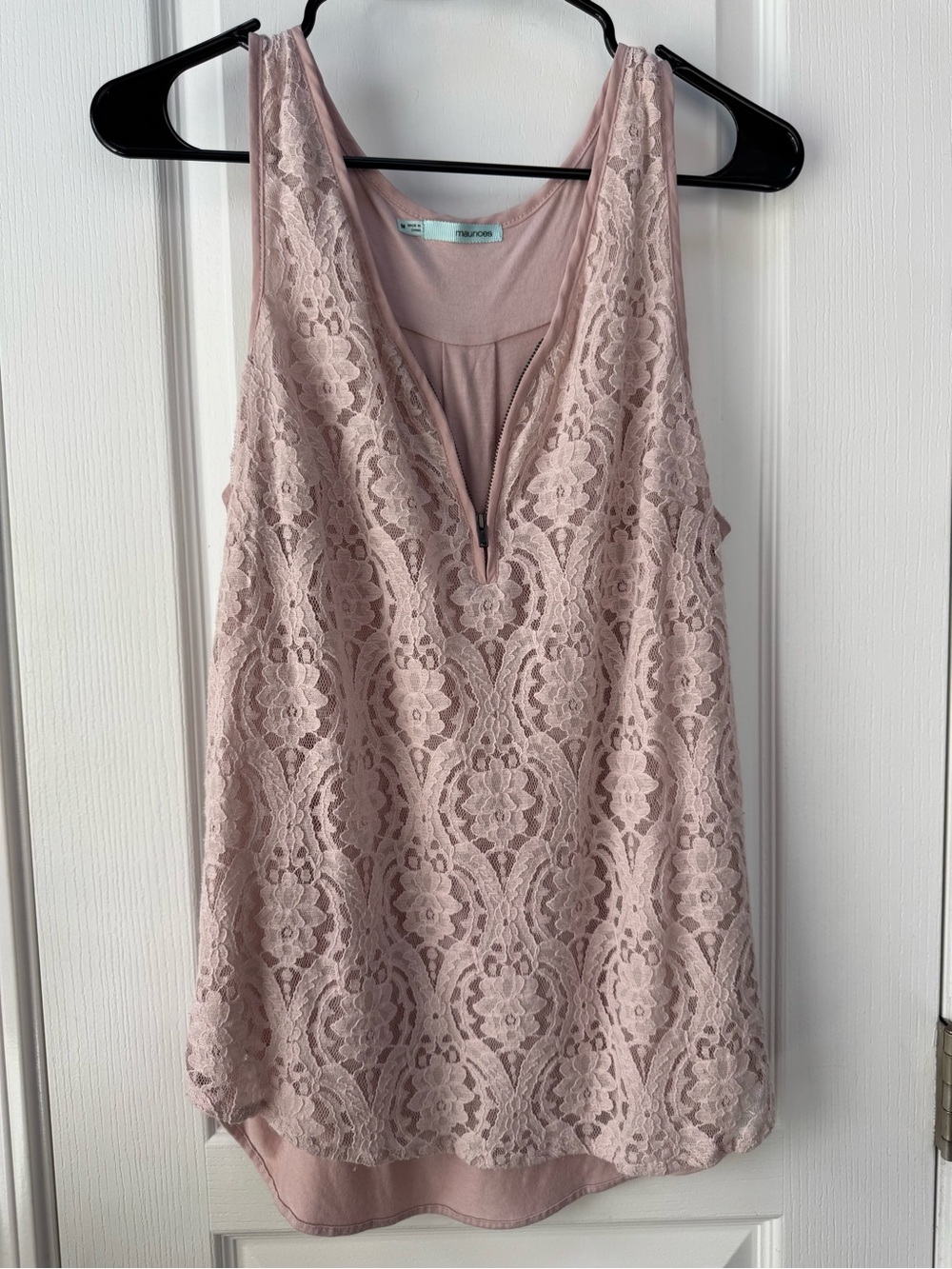 Maurices Pink Lace Front Overlay Tank Top